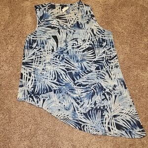 Sami & Jo Navy and Light Blue Patterned Sheer Top S8ze 2X Womens B21